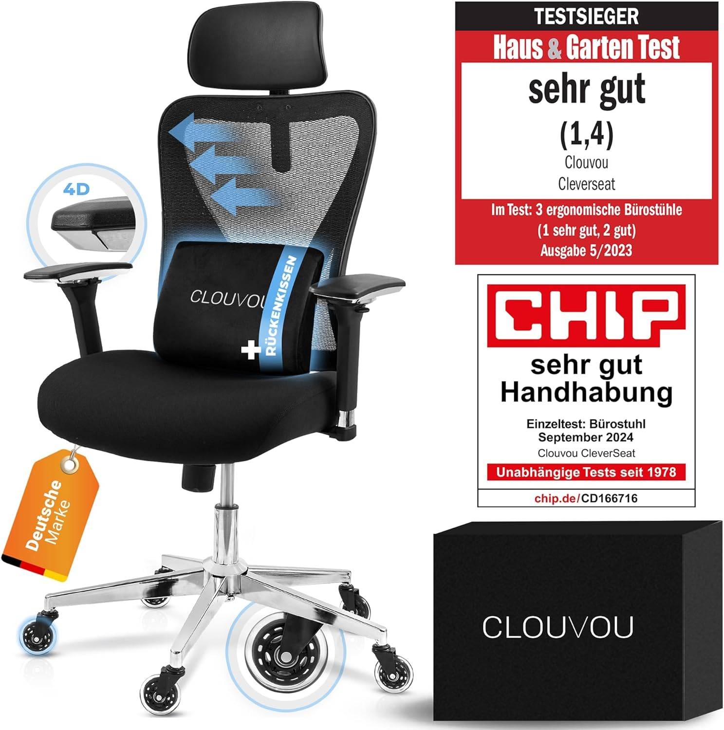 Entdecke den CLOUVOU CleverSeat Bürostuhl – Dein ergonomisches Upgrade für Komfort und Gesundheit!